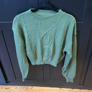 Green Cable Knit Women's Sweater